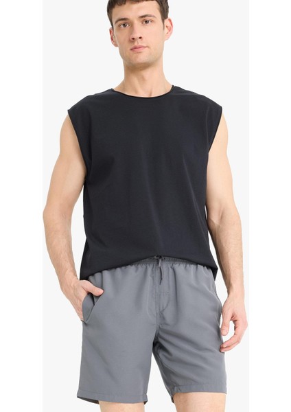 Regular Fit Kısa Boy Cepli File Astarlı Beli Bağcıklı Düz Hafif Kumaş Deniz Şortu E5133AXNS modelleri