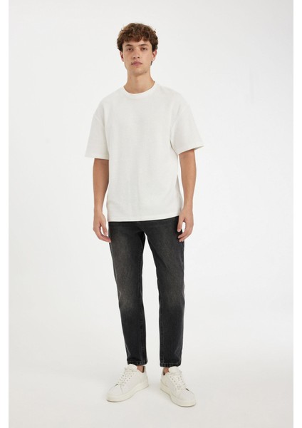 %100 Pamuk 90's Slim Fit Dar Kalıp Yüksek Bel Dar Paça Siyah Jean Pantolon D6612AX24AU