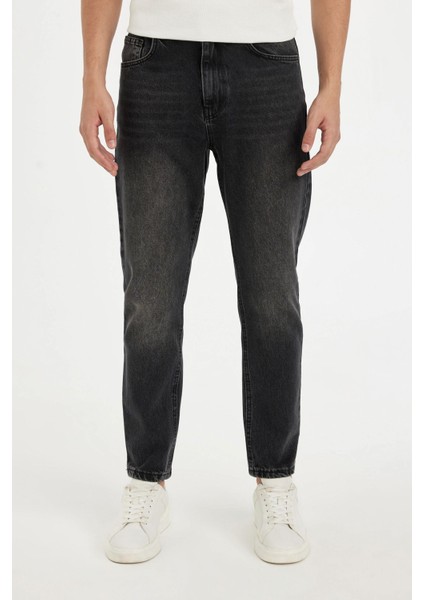 %100 Pamuk 90's Slim Fit Dar Kalıp Yüksek Bel Dar Paça Siyah Jean Pantolon D6612AX24AU fırsatları