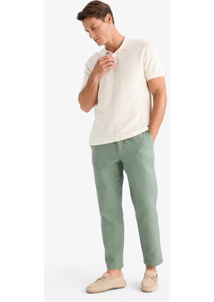 %100 Pamuk Yazlık Jogger Pantolon Regular Fit Normal Kesim Keten Görünümlü Düz Paça Cepli B4138AX25SP fiyatları