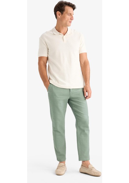 %100 Pamuk Yazlık Jogger Pantolon Regular Fit Normal Kesim Keten Görünümlü Düz Paça Cepli B4138AX25SP modelleri