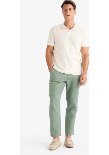 %100 Pamuk Yazlık Jogger Pantolon Regular Fit Normal Kesim Keten Görünümlü Düz Paça Cepli B4138AX25SP fırsatları