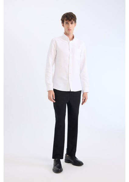 %100 Pamuk Yazlık Jogger Pantolon Regular Fit Normal Kesim Keten Görünümlü Düz Paça Cepli B4138AX25SP fırsatları