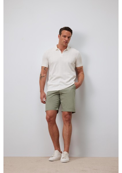%100 Pamuk Regular Fit Gabardin Bermuda Şort C7684AX25SP