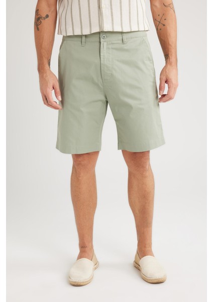 %100 Pamuk Regular Fit Gabardin Bermuda Şort C7684AX25SP