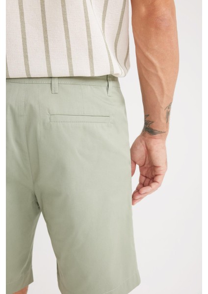 %100 Pamuk Regular Fit Gabardin Bermuda Şort C7684AX25SP