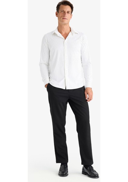 Yazlık Kumaş Pileli Pantolon Tailored Regular Fit Normal Kesim Basic Düz Cepli Düz Paça A7273AX25SP