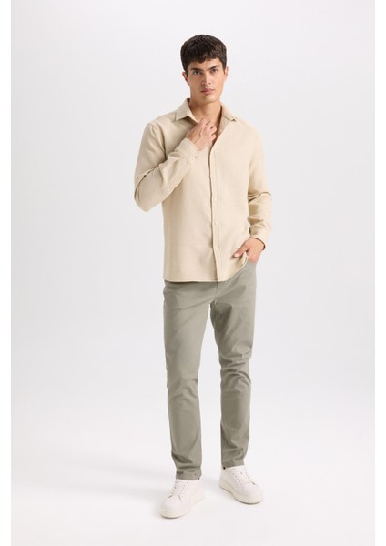 Yazlık Gabardin Chino Kanvas Pantolon Slim Fit Dar Kesim Dar Paça Cepli B2089AX25SP