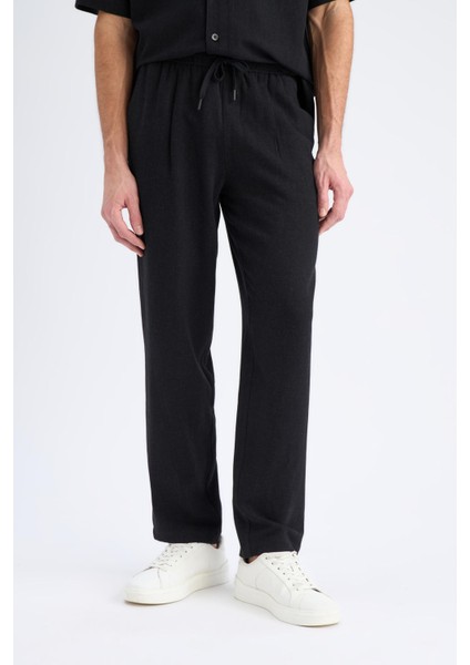 Yazlık Viskon Jogger Pantolon Regular Fit Normal Kesim Keten Karışımlı Düz Paça Cepli B4867AX25SM indirimleri