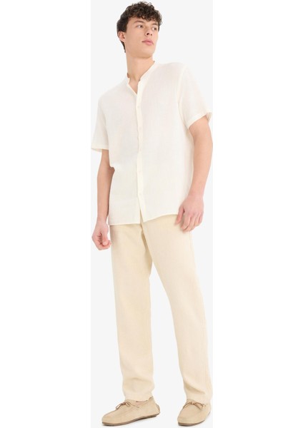 Relax Fit Rahat Kesim Dar Paça Keten Karışımlı Yazlık Pantolon