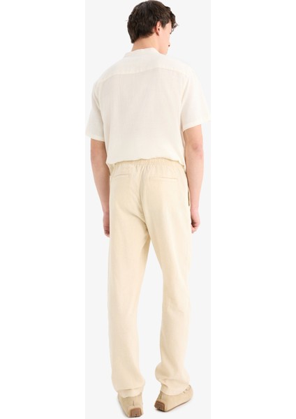 Relax Fit Rahat Kesim Dar Paça Keten Karışımlı Yazlık Pantolon