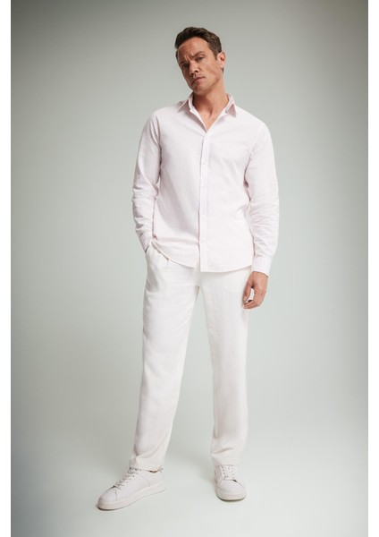 Yazlık Viskon Jogger Pantolon Regular Fit Normal Kesim Keten Karışımlı Düz Paça Cepli B4867AX25SM