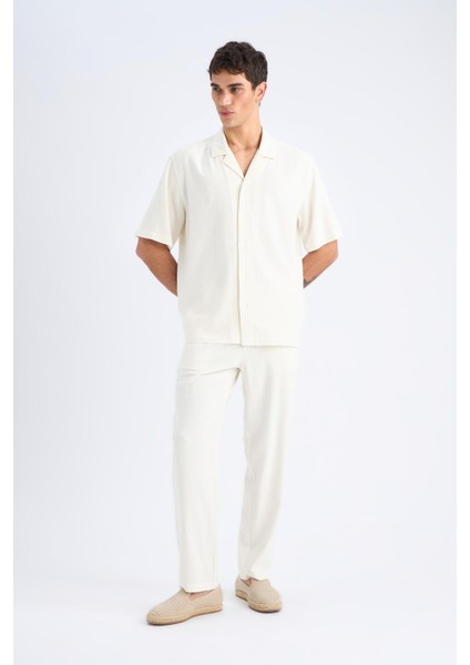 Yazlık Viskon Jogger Pantolon Regular Fit Normal Kesim Keten Karışımlı Düz Paça Cepli B4867AX25SM fiyatları