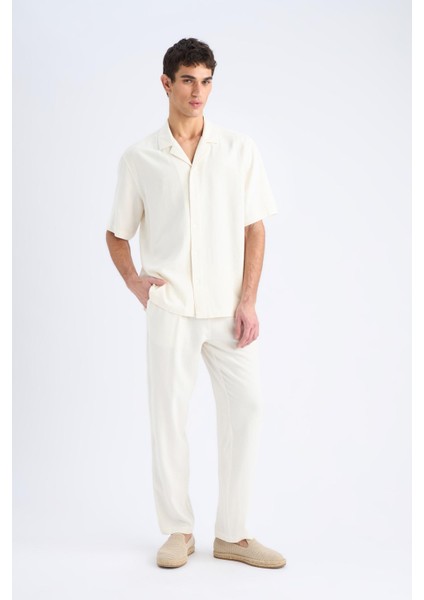 Yazlık Viskon Jogger Pantolon Regular Fit Normal Kesim Keten Karışımlı Düz Paça Cepli B4867AX25SM modelleri