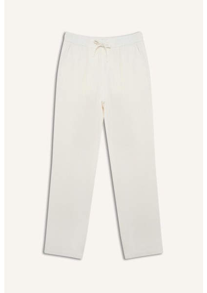 Yazlık Viskon Jogger Pantolon Regular Fit Normal Kesim Keten Karışımlı Düz Paça Cepli B4867AX25SM