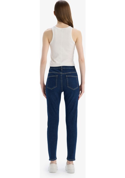 Rebeca Skinny Fit Yüksek Bel Düz Paça Uzun Jean Taş Yıkama Pantolon D8178AX25SP