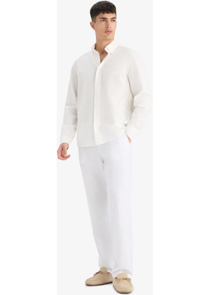 Relax Fit Rahat Kesim Dar Paça Keten Karışımlı Yazlık Pantolon C1140AX25SM fırsatları