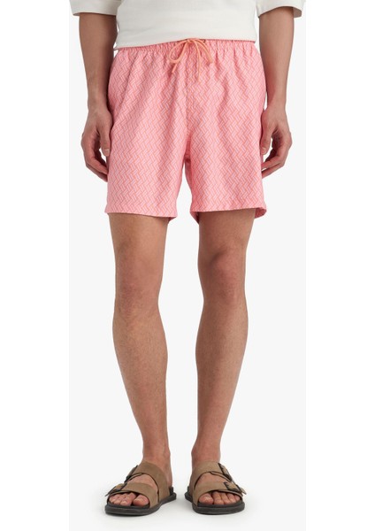 Desenli File Astarlı Kısa Boy Deniz Şortu B7442AX25HS fırsatları