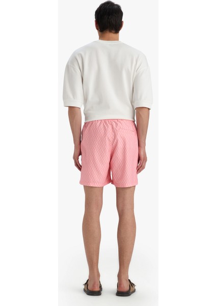 Desenli File Astarlı Kısa Boy Deniz Şortu B7442AX25HS