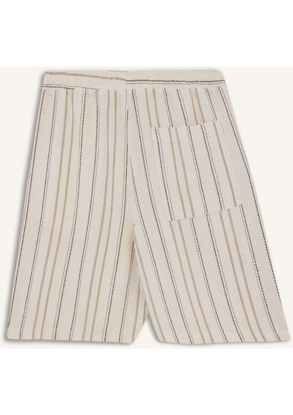 Regular Fit Jakarlı Çizgili Bermuda Şort E0808AX25SM fırsatları