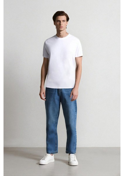 %100 Pamuk Baggy Fit Geniş Kalıp Normal Bel Geniş Paça Jean Pantolon B5783AX25SP fiyatları