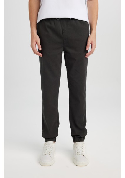 %100 Pamuk Jogger Gabardin Pantolon Beli Regular Fit Bağcıklı Lastikli Paça D5927AX24AU fiyatları