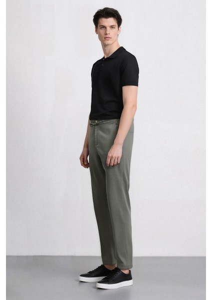 %100 Pamuk Keten Görünümlü Pantolon Beli Lastikli Slim Fit Dar Kesim Cepli Düz Paça D2671AX25SM fiyatları