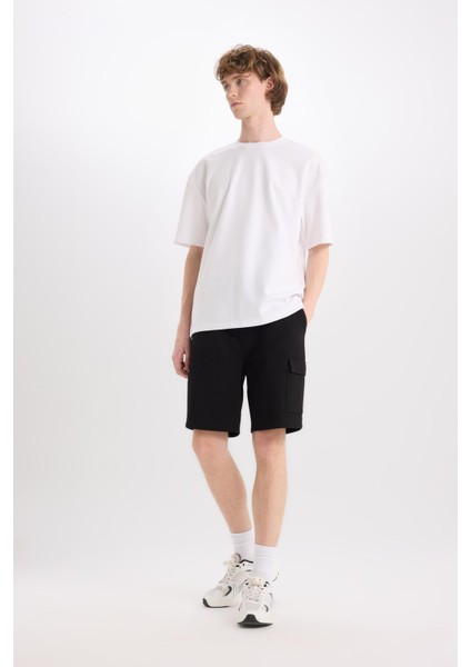 Regular Fit Dokulu Düz Paça Kargo Cepli Basic Düz Şort B8796AX25SM fiyatları