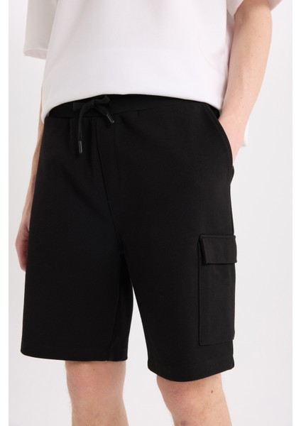 Regular Fit Dokulu Düz Paça Kargo Cepli Basic Düz Şort B8796AX25SM