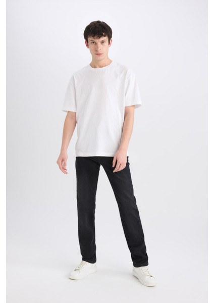 Sergio Regular Fit Esnek Yumuşak Kumaş Normal Kalıp Normal Bel Boru Paça Siyah Jean Pantolon D7335AX25SP fiyatları