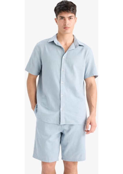 %100 Pamuk Relax Fit Cepli Keten Görünümlü Bermuda Şort C7381AX25SM fırsatları