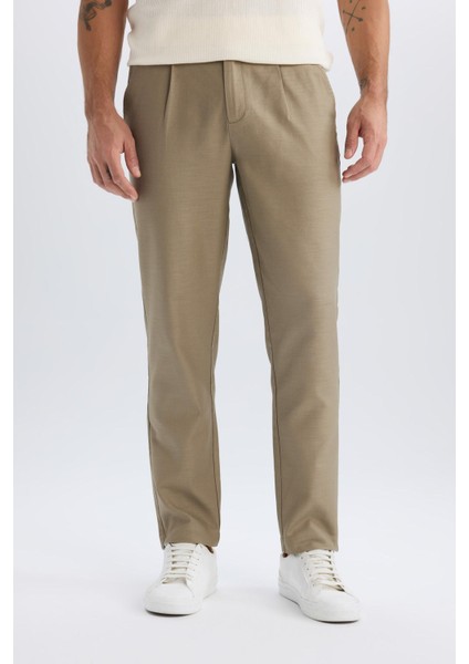 %100 Pamuk Relax Fit Rahat Kesim Düz Paça Keten Görünümlü Yazlık Kumaş Pantolon D4251AX25SM fırsatları