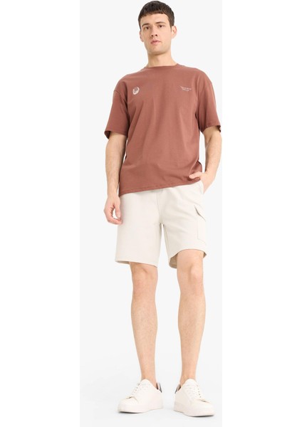 Regular Fit Dokulu Düz Paça Kargo Cepli Basic Düz Şort B8796AX25SM