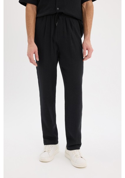 %100 Pamuk Relax Fit Rahat Kesim Yazlık Müslin Kısa Paça Pamuklu Jogger Pantolon D6144AX25SM indirimleri