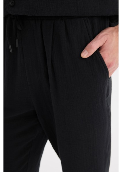 %100 Pamuk Relax Fit Rahat Kesim Yazlık Müslin Kısa Paça Pamuklu Jogger Pantolon D6144AX25SM