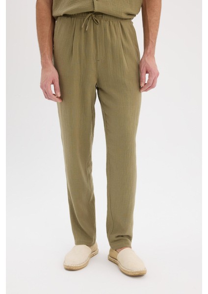 %100 Pamuk Relax Fit Rahat Kesim Yazlık Müslin Kısa Paça Pamuklu Jogger Pantolon D6144AX25SM fırsatları