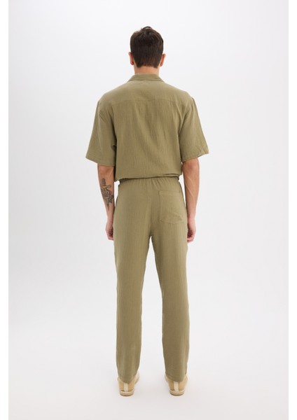 %100 Pamuk Relax Fit Rahat Kesim Yazlık Müslin Kısa Paça Pamuklu Jogger Pantolon D6144AX25SM
