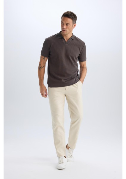 %100 Pamuk Relax Fit Rahat Kesim Düz Paça Keten Görünümlü Yazlık Kumaş Pantolon D4251AX25SM fırsatları