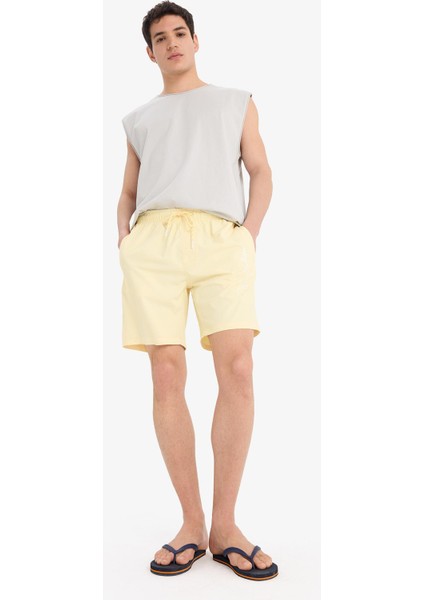 Regular Fit File Astarlı Kısa Boy Deniz Şortu B7255AX25HS