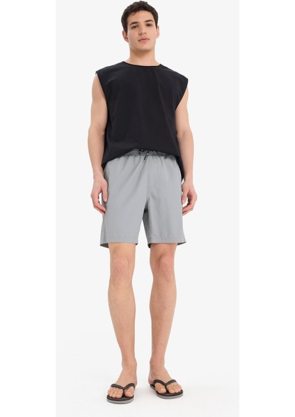 Regular Fit File Astarlı Kısa Boy Deniz Şortu B7255AX25HS