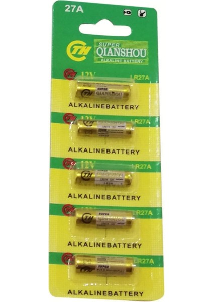 5 Adet 27A 12V Spesifik Pil 27A-C5 27A 12 Volt Alkalin Kısa Ince Kalem Alarm Kumandası Pili