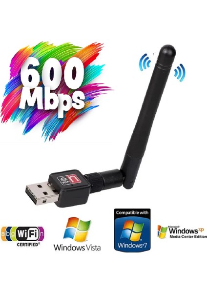 600 Mbps Mini USB Wifi Adaptörü 2.4 Ghz Anten ile USB Kablosuz Ağ Kartı 802.11N/G/B Ethernet USB Dongle Lan Pc Wifi Alıcısı fiyatları