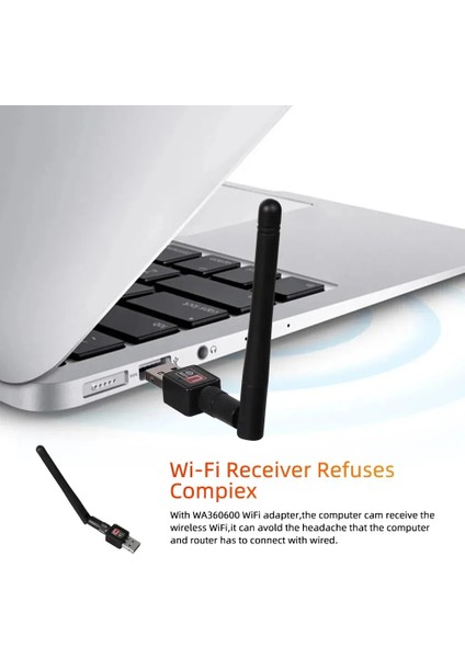 600 Mbps Mini USB Wifi Adaptörü 2.4 Ghz Anten ile USB Kablosuz Ağ Kartı 802.11N/G/B Ethernet USB Dongle Lan Pc Wifi Alıcısı