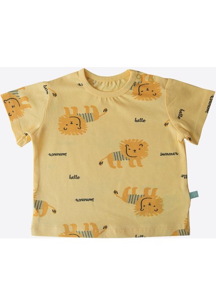 Organik Hello Summer Şort Salopet 2'li Takım Sarı