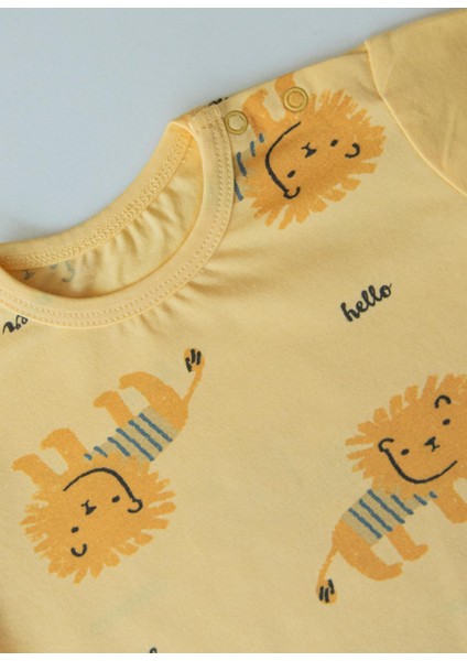 Organik Hello Summer Şort Salopet 2'li Takım Sarı