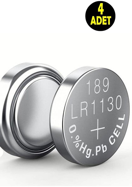 4 Adet Alkaline 189 V10GA LR54 AG10 Sr Lr 1130 389 Düğme Pil (Terazi-Saat-Baskül Pili)