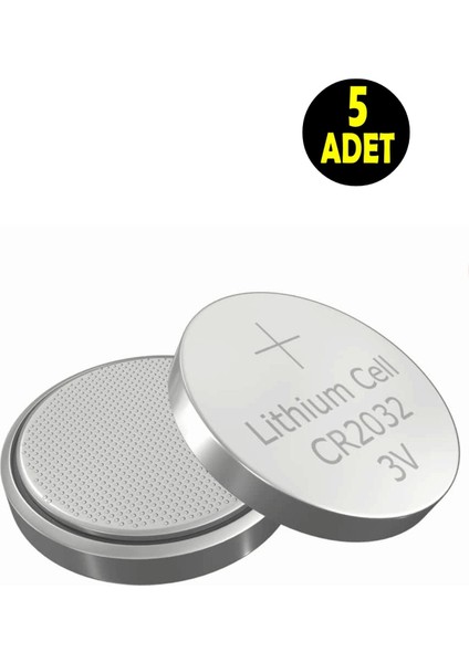5 Adet 3 Volt CR2032 Lityum Para Pil (Cr 2032 Bios-Kepenk-Kumanda Terazi Düğme Lithum Pili)