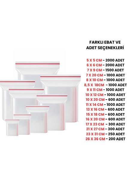Kilitli Poşet Şeffaf – Farklı Ebat ve Adet Seçenekleri 8 x 10 cm
