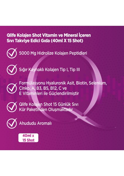 Collagen Shot Kollajen Peptitleri, Vitamin ve Mineral Kompleks Içeren Takviye Edici Gıda fiyatları