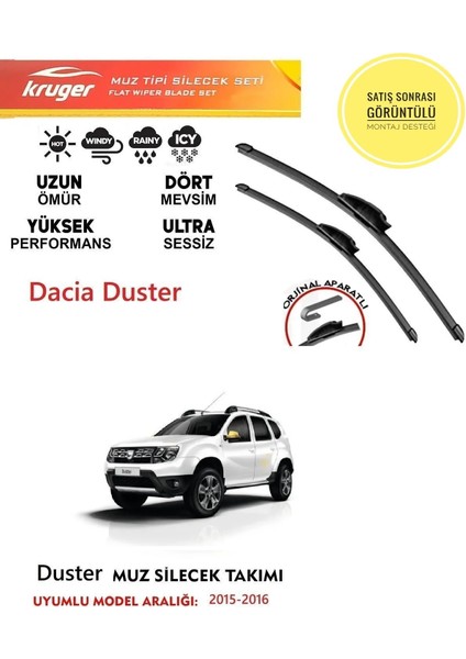 Dacia Duster 2015 Model Muz Silecek Takımı Araca Özel Aparat